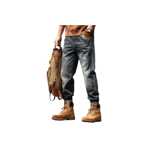 GELANLU Весна Джинсы Loose Fit Unisex Vintage Blue