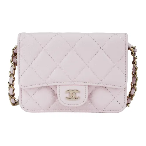 CHANEL 22SS Корова Кожа Вечерняя Сумка Монетница Сумка через плечо Мини Женская Розовая