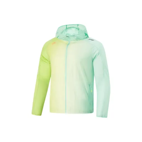 LINING Тренчкот Мужской Охлаждающий Зеленый с Флуоресцентным Желто-Зеленым Full Принт