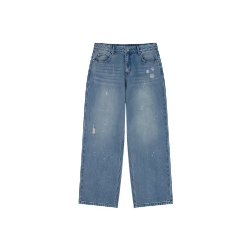 OCCUPY Джинсы Унисекс Выстиранный Синий