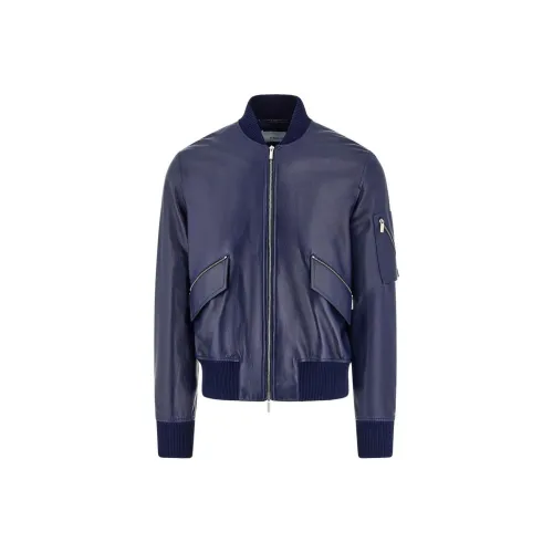 Ferragamo SS24 Кожаная Куртка Мужская Морской Синий