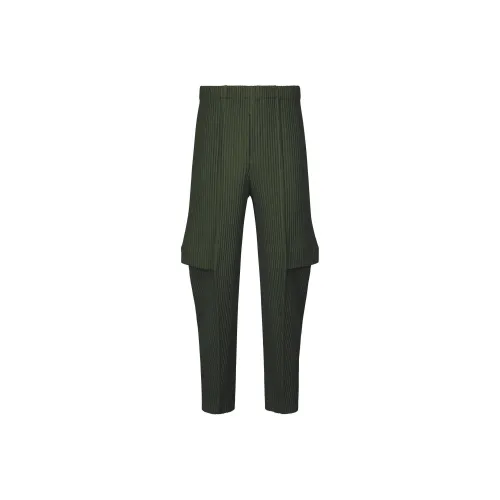 Homme Plissé Issey Miyake SS24 Карго Брюки Мужские Темно-Зеленые