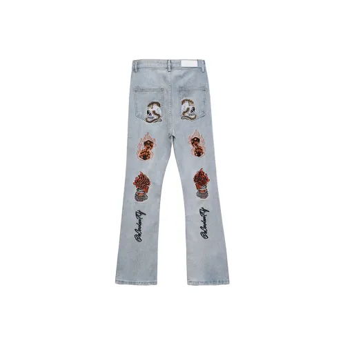 PAINT STAIN Светло-синий Мужские Джинсы