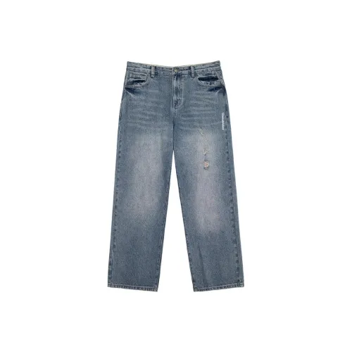 URBAN STANDARD Выстиранные синие мужские джинсы