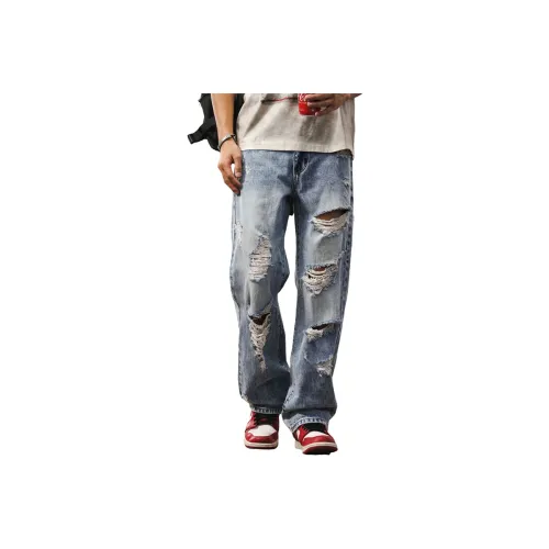 JIELEINUO Синий Мужской Джинсы