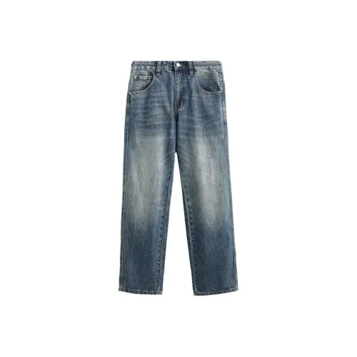 JFU Темно-синий Мужские Джинсы