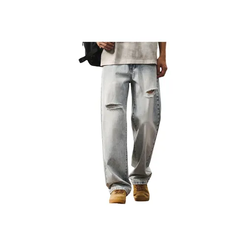 JIELEINUO Азурит Цвет Мужские Джинсы