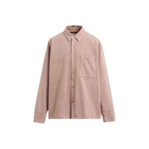 ZARA Washed Pink Men's Shirts ZARA Промытый Розовый Мужские Рубашки