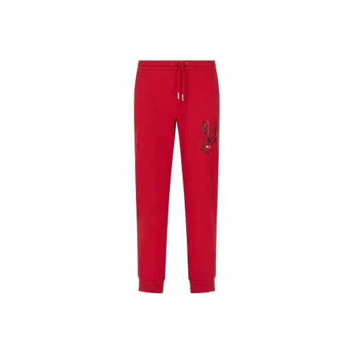 ARMANI EXCHANGE Red Men's Knitted Training Pants ARMANI EXCHANGE Красные мужские вязаные спортивные брюки
