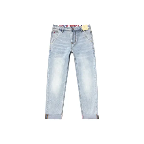 GUSHILANG Джинсы Мужские Светло-Синие