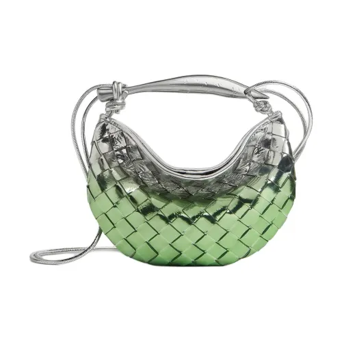 Bottega Veneta Sardine Козья кожа Одно плечо Сумка Женская Мятно-зеленый и Серебряный