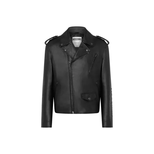 MOSCHINO Кожа Куртка Мужская Черная