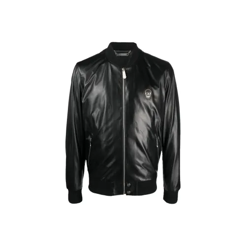 PHILIPP PLEIN Кожаная куртка мужская черная