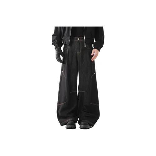 BQODQO Черные Унисекс Джинсы