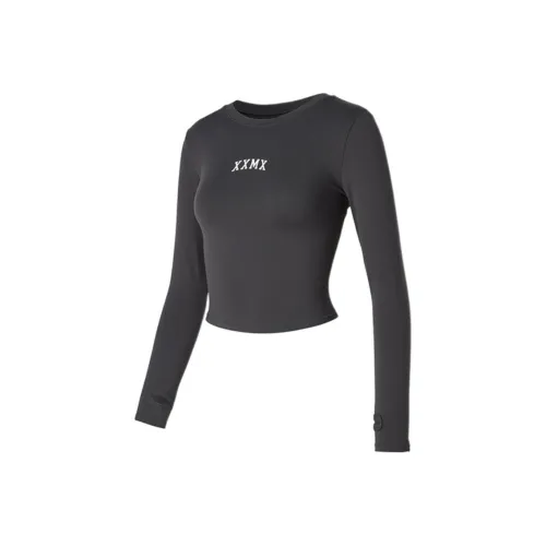 XEXYMIX Йога T-рубашка Женская Угольно-черная