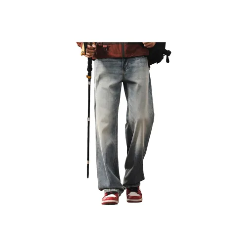 JIELEINUO Джинсы Мужские Светло-Синие