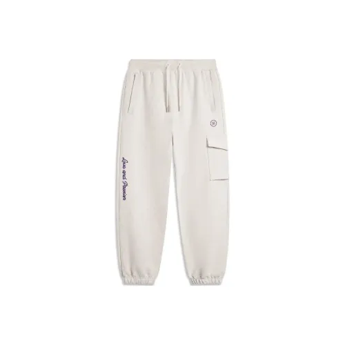 LINING Basketball Collection Вязаные тренировочные штаны мужские приглушенный серый цвет текстура вереска