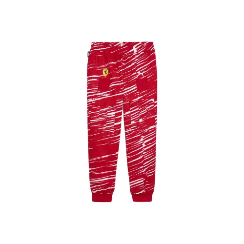 PUMA SCUDERIA FERRARI x JOSHUA VIDES Red Men's Knitted Training Pants PUMA SCUDERIA FERRARI x JOSHUA VIDES Красные Мужские Вязаные Тренировочные Штаны