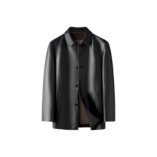 PIERRE CARDIN Кожа Куртка Мужская Черная