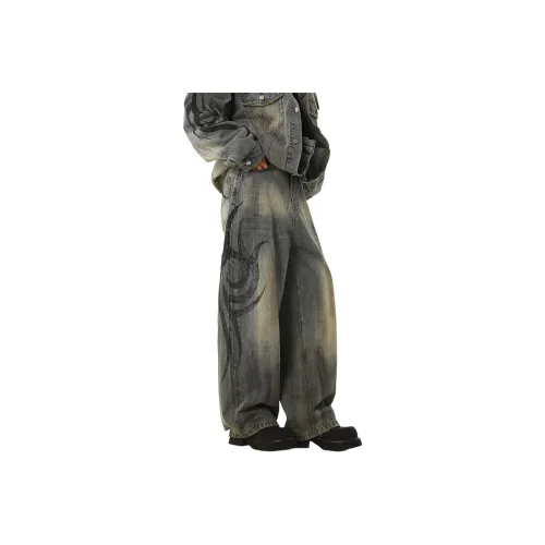 PANDA ADEVIL Джинсы Унисекс Винтаж Синий