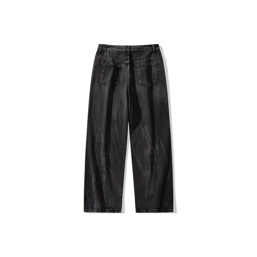 BRYAN JIMENEZ Джинсы Унисекс Камень Мытый Серый