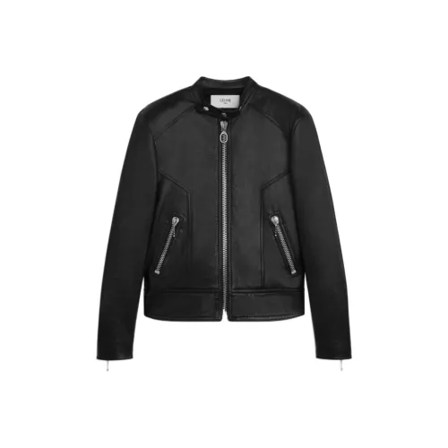 CELINE FW24 Кожа Куртка Мужская Черная