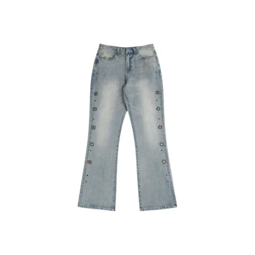 HEMIKELITE Джинсы Мужские Винтажные Синие