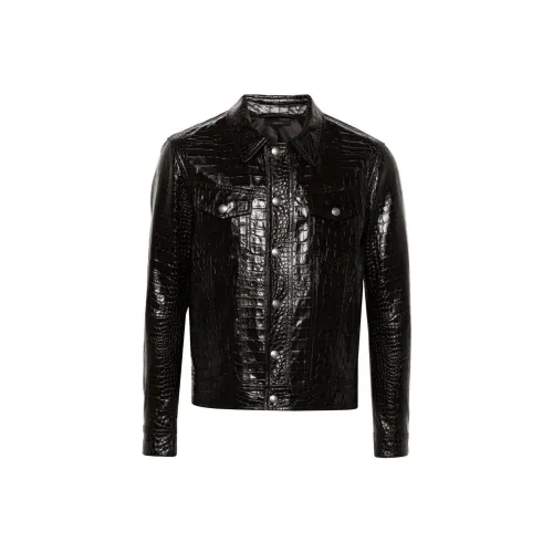 TOM FORD SS24 Кожаная куртка мужская темно-коричневая