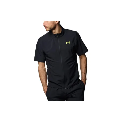 Under Armour Woven Collection UA Свежий Ткани вязаные Короткий рукав Полностью застегиваемые Куртки и Пальто Мужской Черный