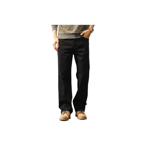 JIELEINUO Черные Мужские Джинсы