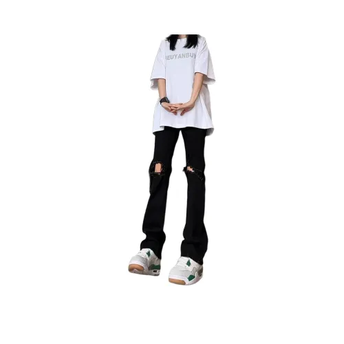 UOOHE Черные Унисекс Джинсы