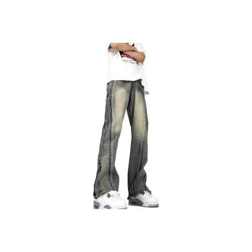 HELEH Джинсы Унисекс Желтый Грязь Синий