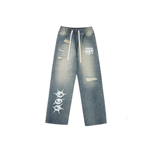BOS BEAR BOSHIXIONG Джинсы Унисекс Выстиранный Синий