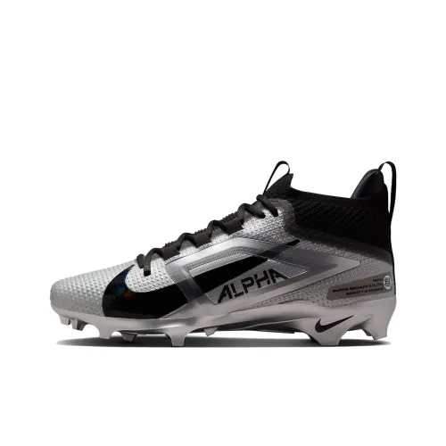 Nike Alpha Menace 4 Slip-Resistant Abrasion-Resistant Football Cleats Men's Silver Black Найк Alpha Menace 4 противоскользящие устойчивые к истиранию футбольные бутсы мужские серебристо-черные