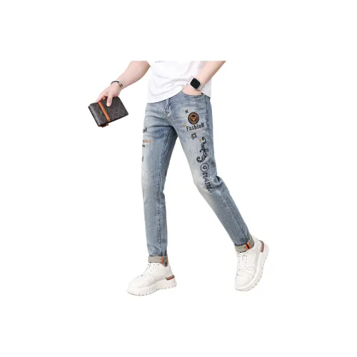 UOOHE Синие Унисекс Джинсы