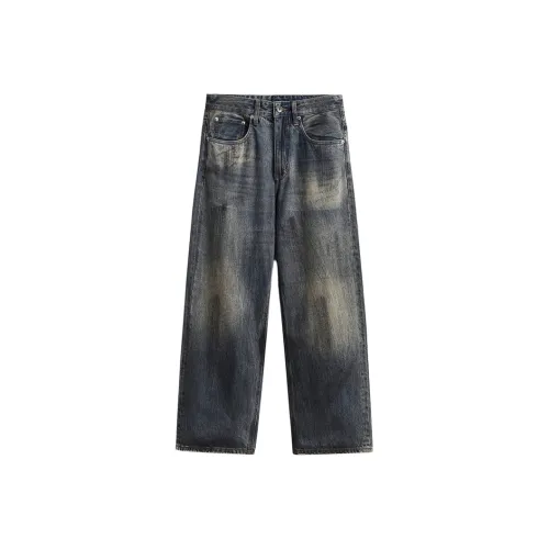 ZENGZHI Джинсы Унисекс Винтаж Синий