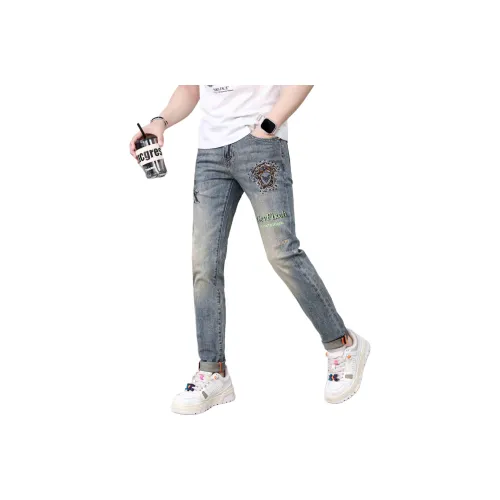 UOOHE Джинсы Унисекс Винтаж Синий