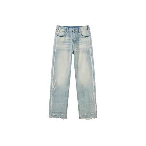 Discover Mental Club Светло-синие Унисекс Джинсы