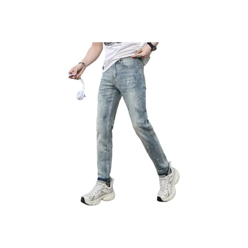 UOOHE Светло-синие унисекс джинсы