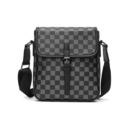 Old Man's Head Сумка через плечо из синтетической кожи черная клетка мужская