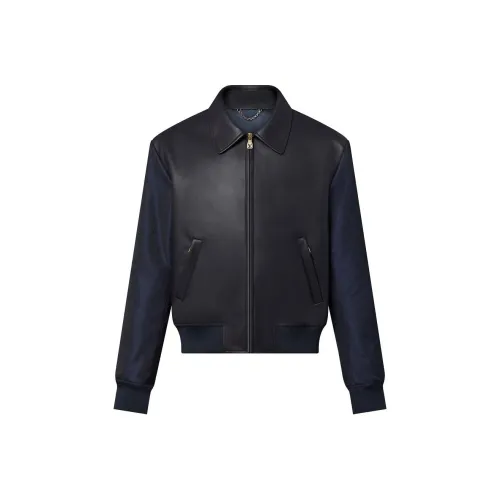 LOUIS VUITTON Кожа Куртка Мужская Морской Синий