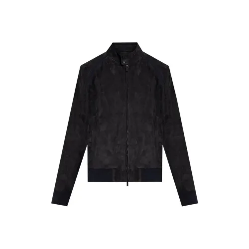 GIORGIO ARMANI SS24 Кожаная куртка мужская морской синий