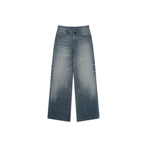 SONGS ALONG Джинсы Унисекс Винтаж Синий