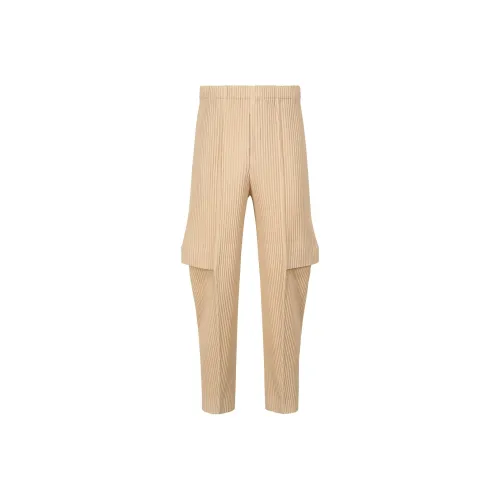Homme Plissé Issey Miyake SS24 Карго Брюки Мужские Бежевые