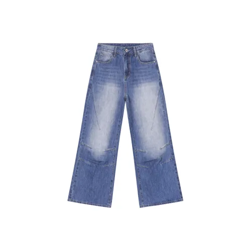 Voguo Relay MID Шаговая длина (передняя задняя посадка) Джинсы с широкими штанинами Унисекс Синий