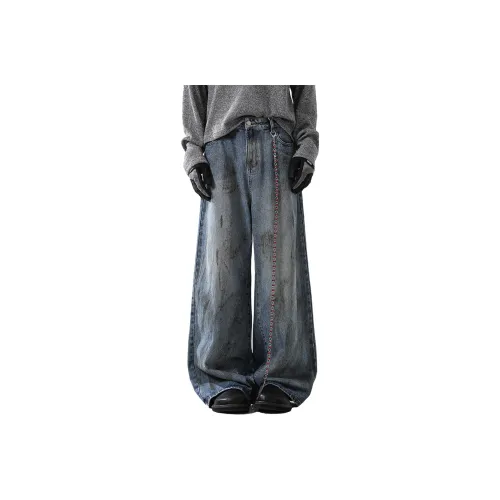 BQODQO Синие Унисекс Джинсы