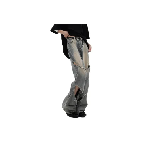 D W Джинсы Унисекс Разобранный Синий