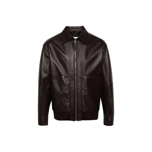 MOSCHINO Кожа Куртка Мужская Темно-Коричневая