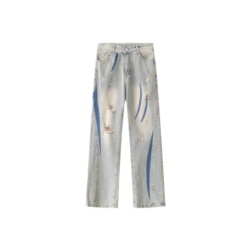 P8H9 Джинсы Унисекс Желтый Грязь Синий