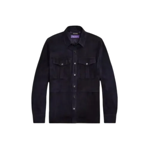 Ralph Lauren Purple Label Замша Overshirt Куртки Пальто Мужской Морской синий